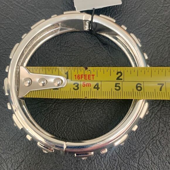 Set of 2 Sequin NYC Crystal Bangle Bracelets – Navy & Silver – Hinged Pair - Picture 7 of 10